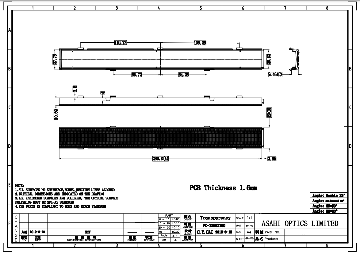 linear lens 30mm drawing